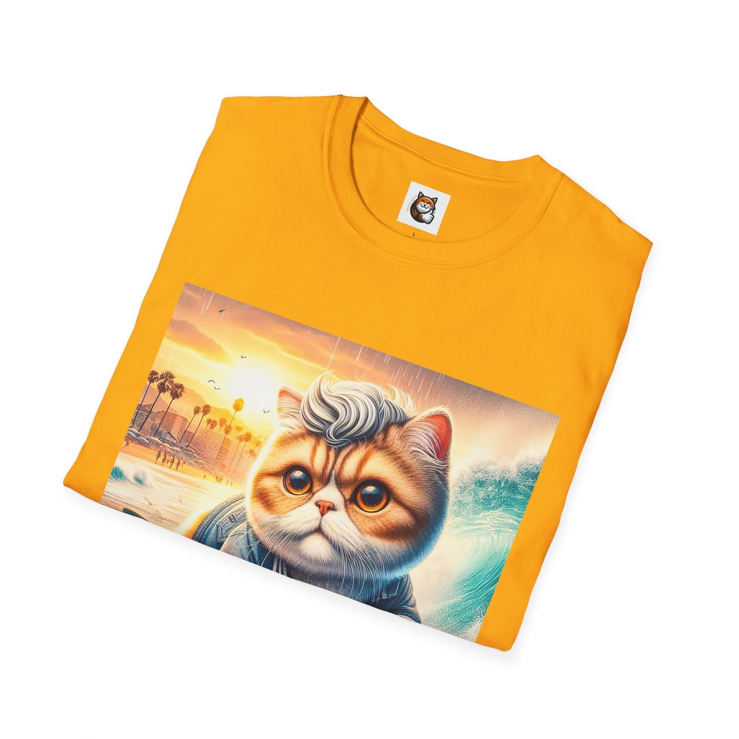 Selkirk Rex Cat T-Shirt -handsome surfer