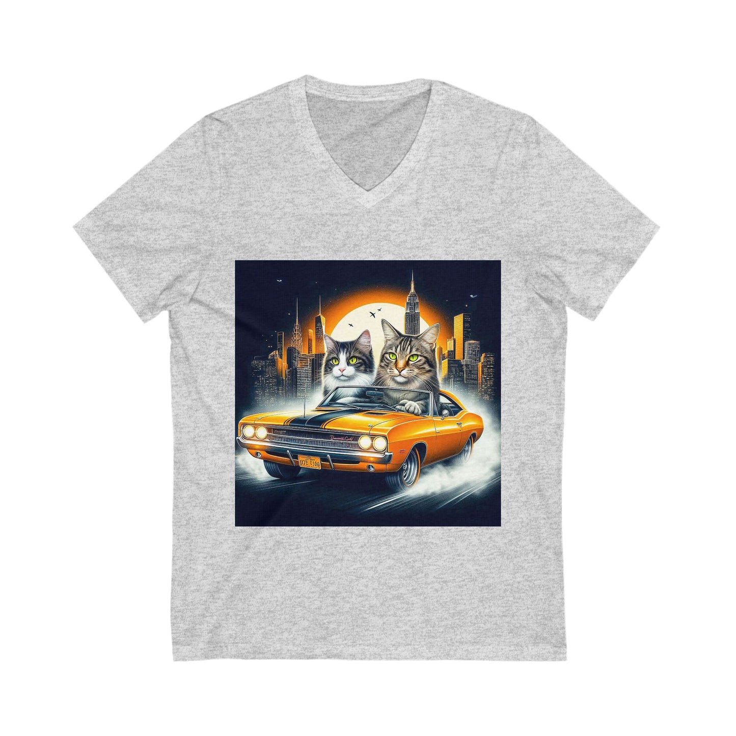 Wacky Domestic Cat Unisex Jersey Short Sleeve V-Neck Tee