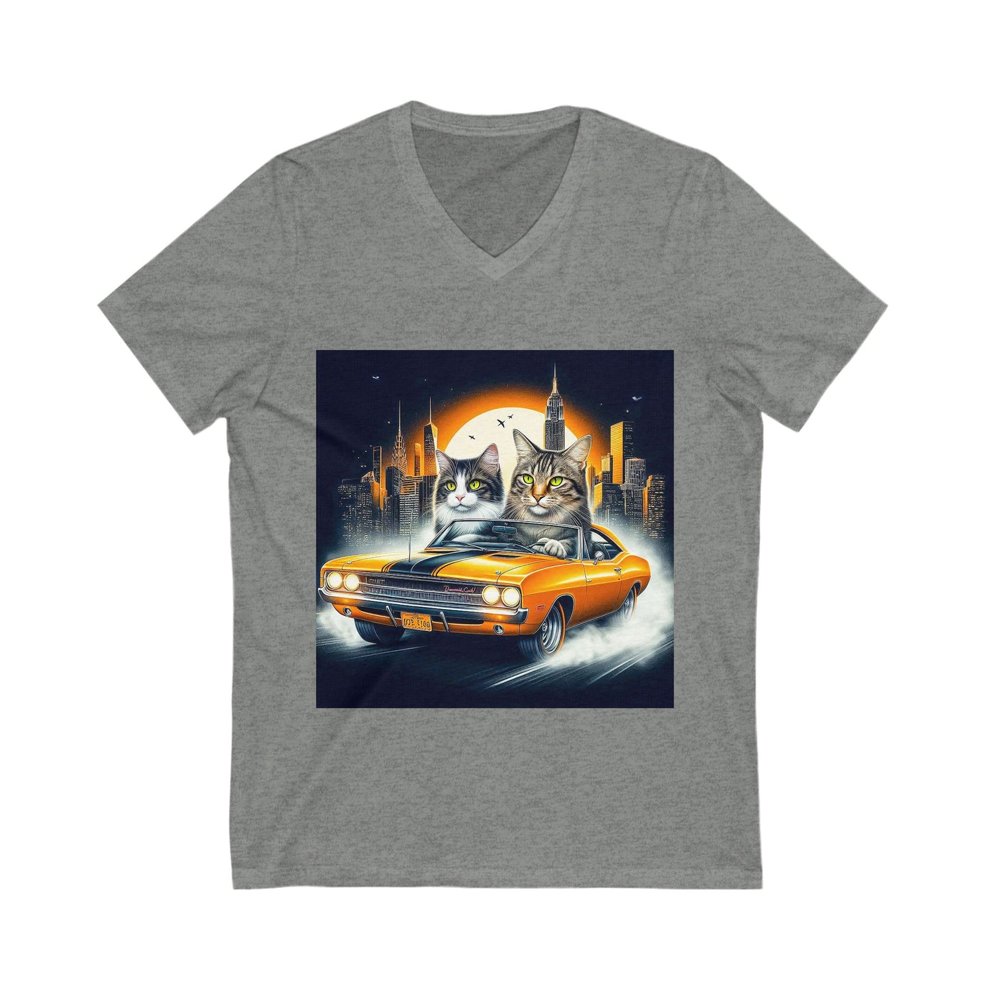 Wacky Domestic Cat Unisex Jersey Short Sleeve V-Neck Tee