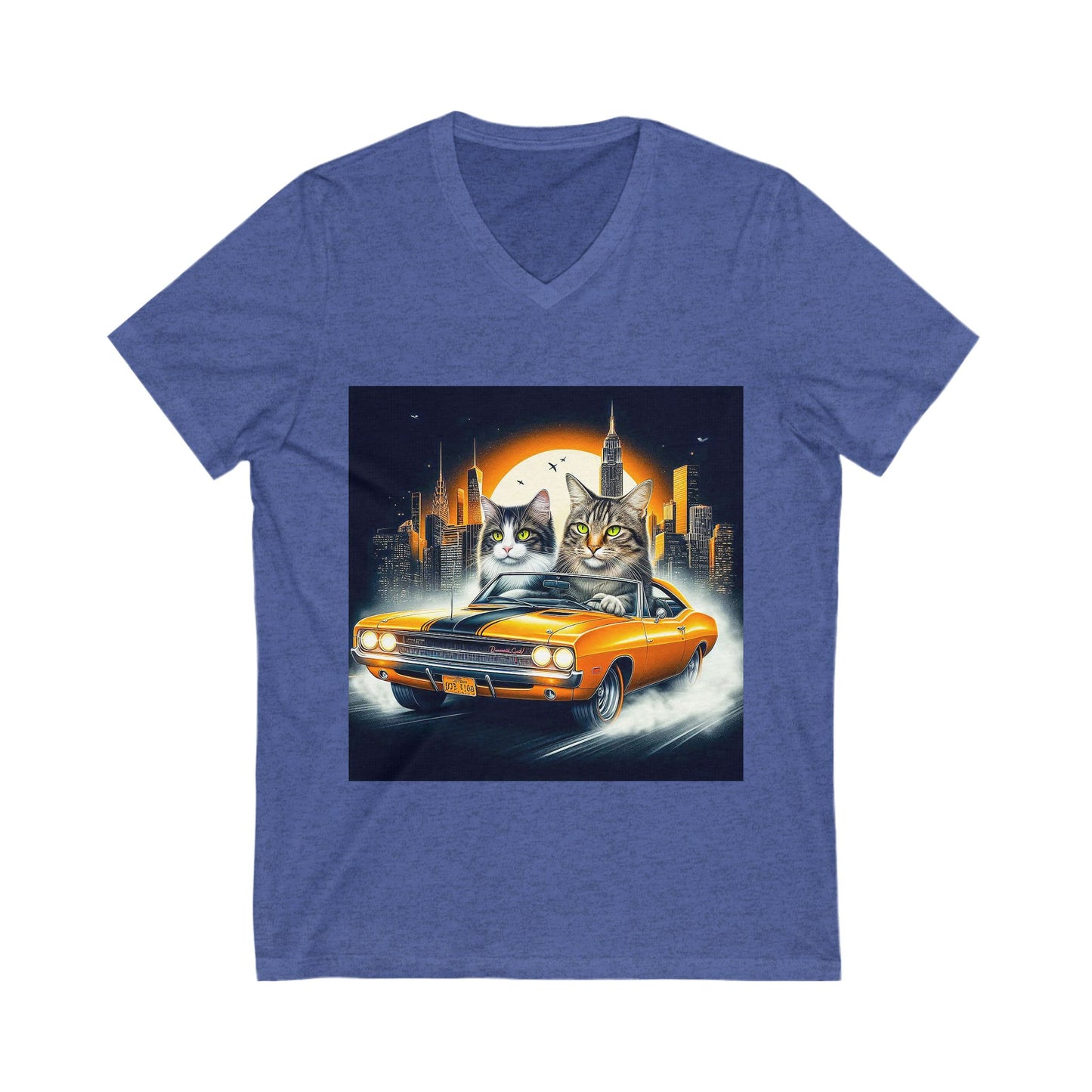 Wacky Domestic Cat Unisex Jersey Short Sleeve V-Neck Tee