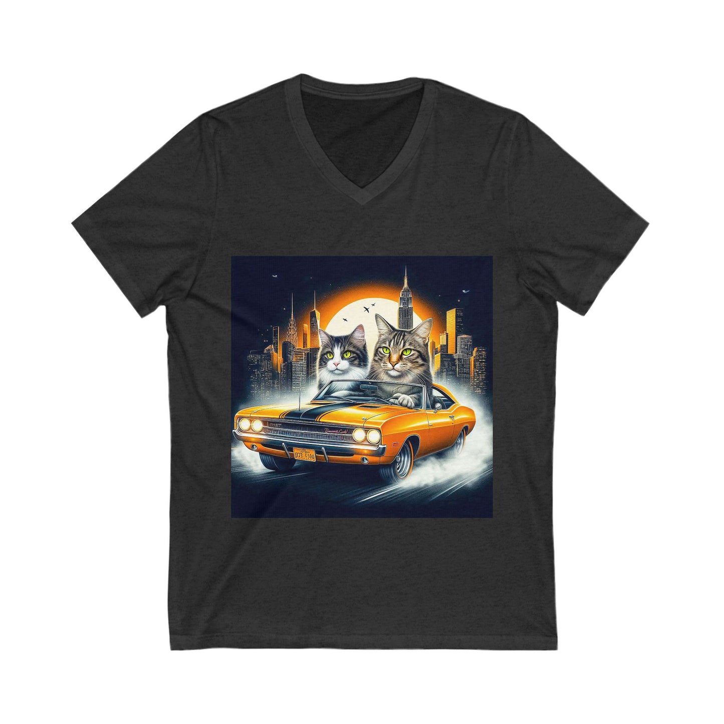 Wacky Domestic Cat Unisex Jersey Short Sleeve V-Neck Tee