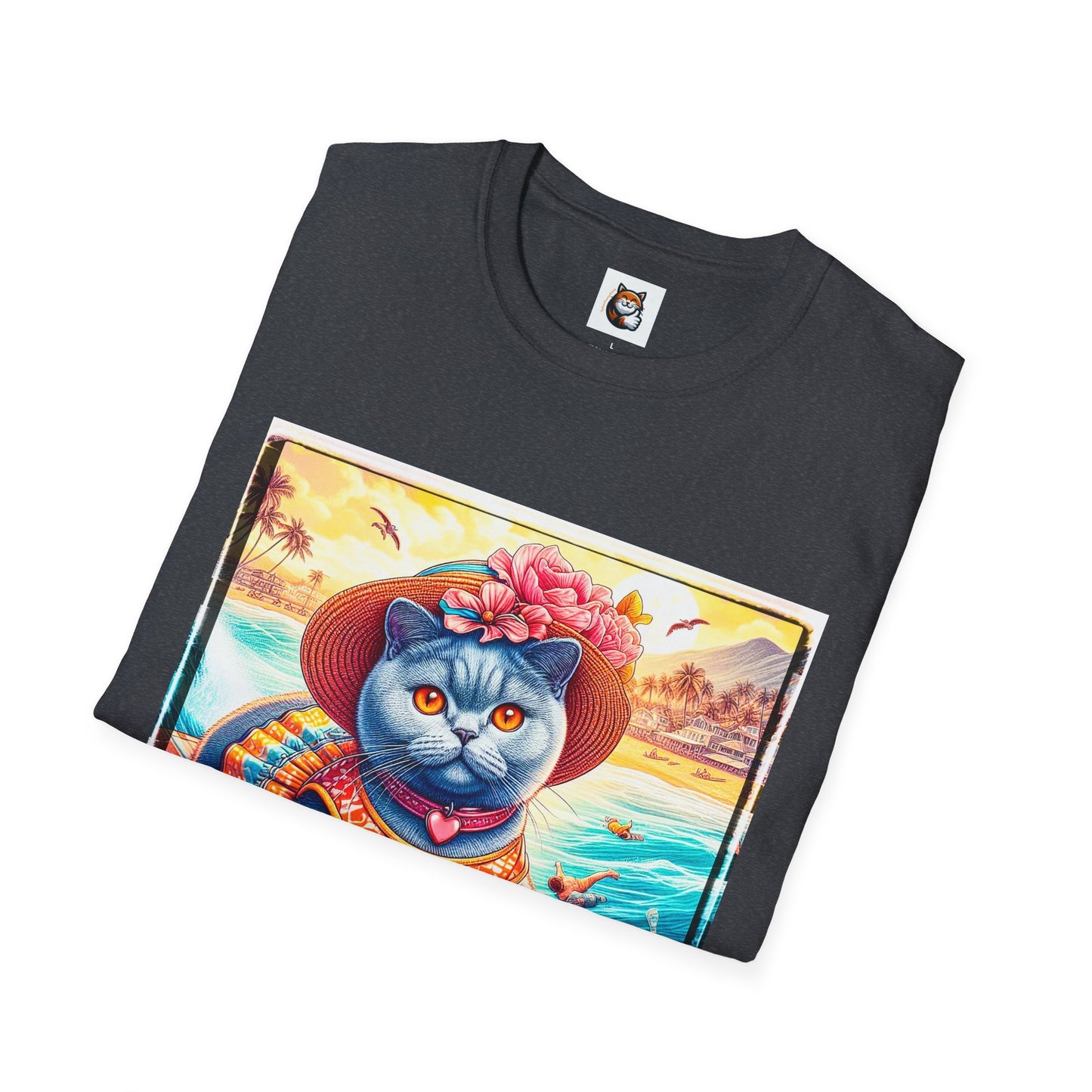 British Shorthair pretty surfer girl Softstyle T-Shirt