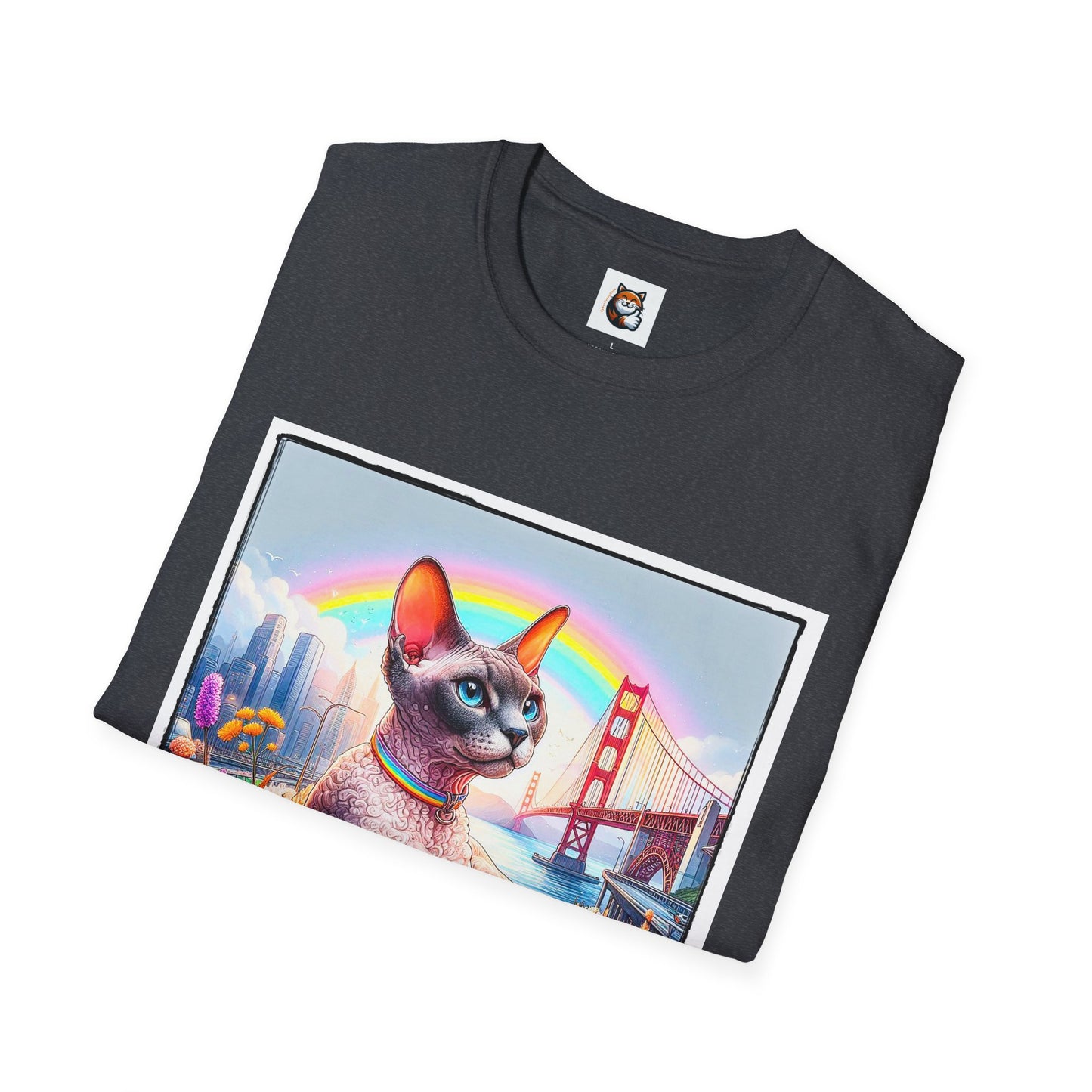 Devon Rex Cat rainbow Softstyle T-Shirt