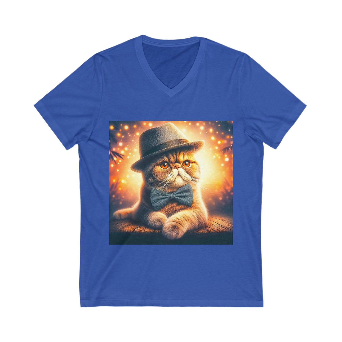 Exotic Shorthair Cat Unisex Jersey Short Sleeve V-Neck Tee