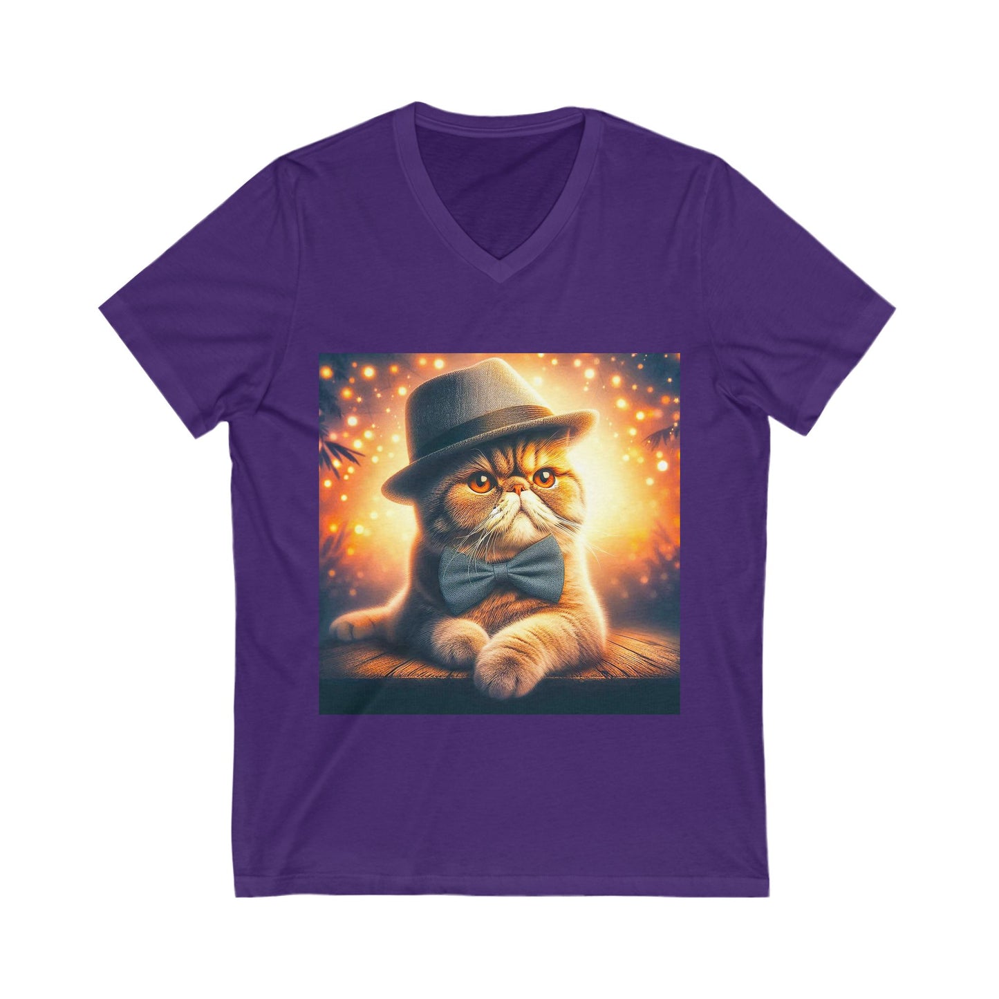 Exotic Shorthair Cat Unisex Jersey Short Sleeve V-Neck Tee