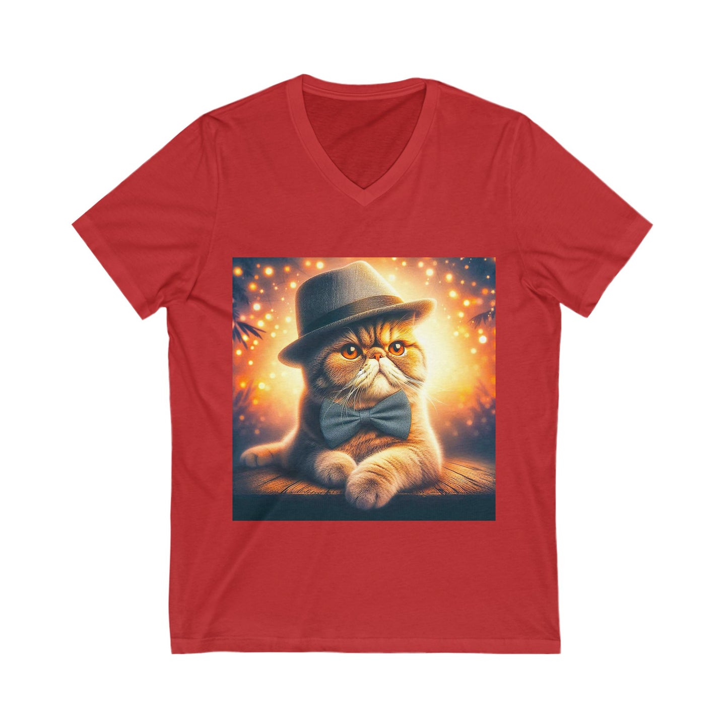 Exotic Shorthair Cat Unisex Jersey Short Sleeve V-Neck Tee