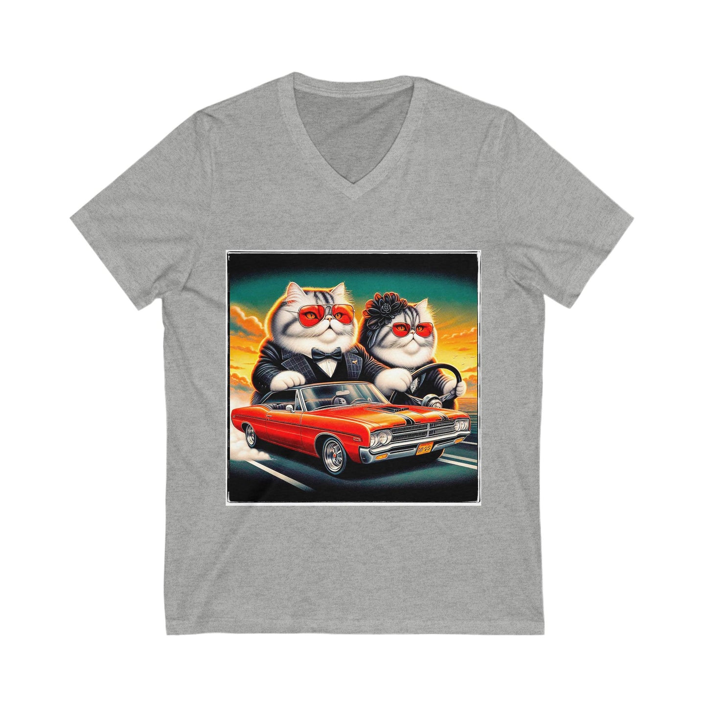 Wacky Exotic Shorthair Cat Unisex Jersey Short Sleeve V-Neck Tee