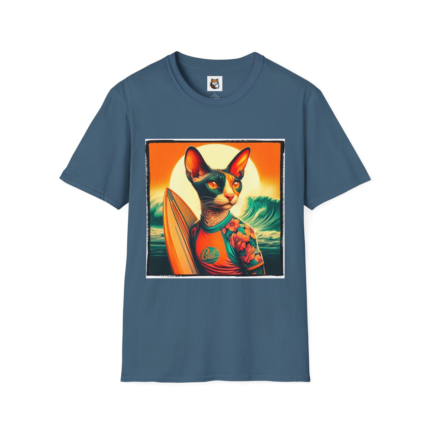 Cornish Rex Cat crashing waves T-Shirt