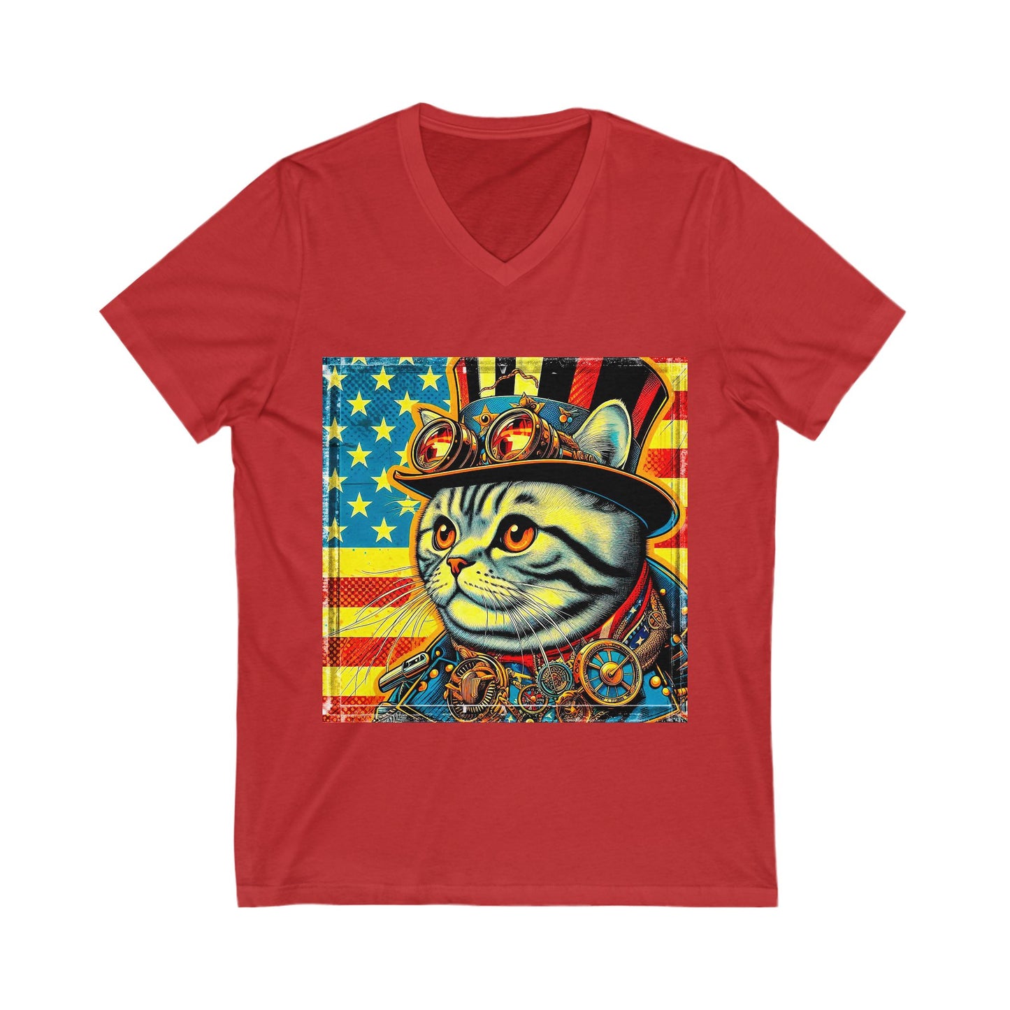 American Steam punk Unisex Jersey Short Sleeve V-Neck Tee