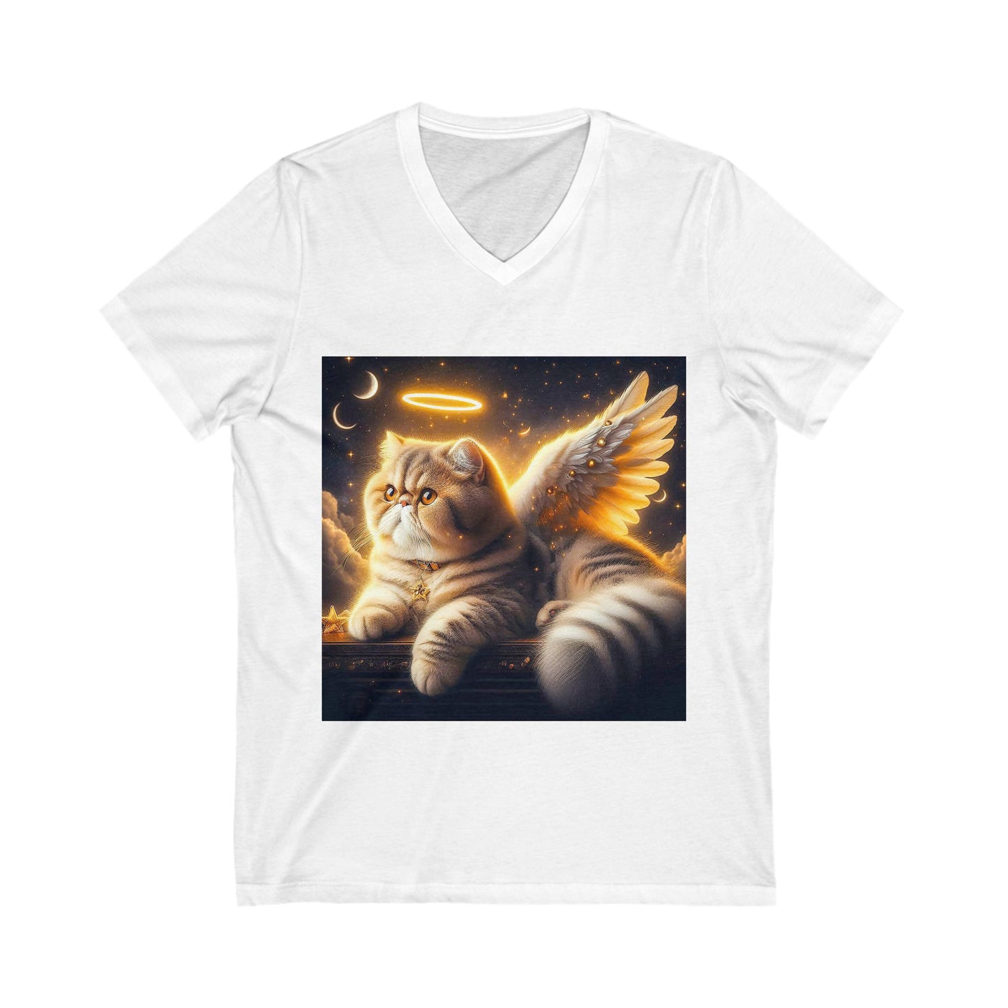 Exotic Shorthair Cat heavenly Angel Short Sleeve V-Neck Tee