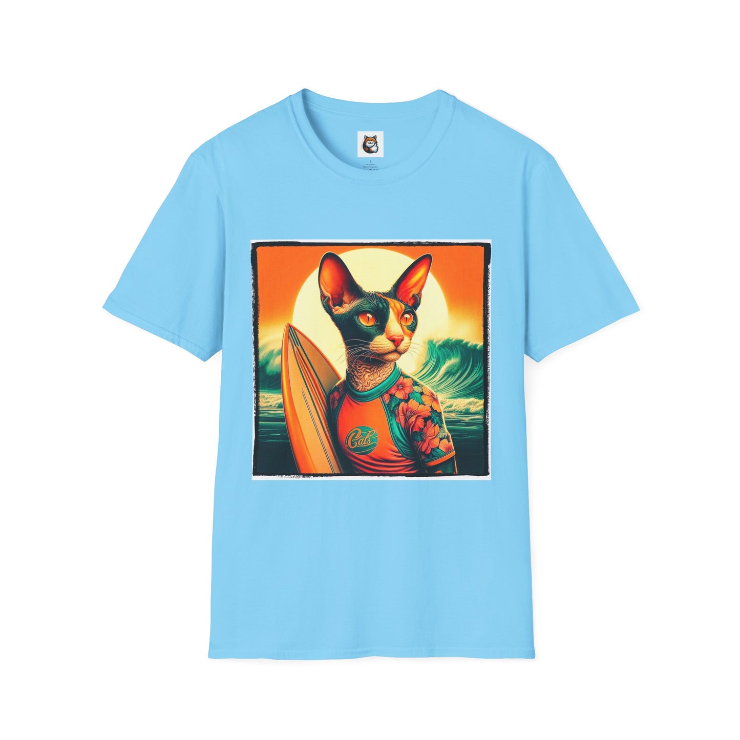 Cornish Rex Cat crashing waves T-Shirt