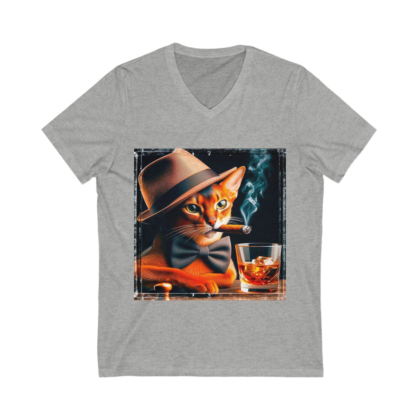 Abyssinian cigar smoking Short Sleeve V-Neck Tee
