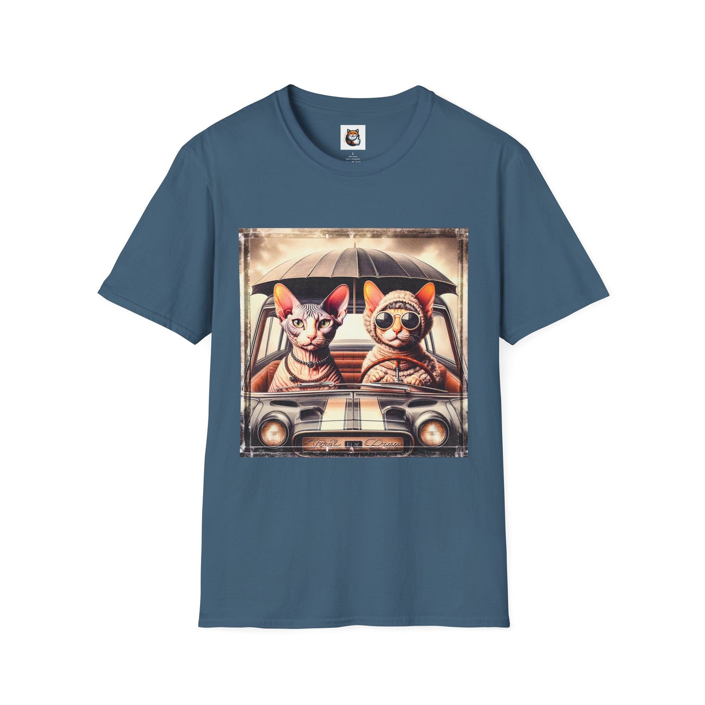 Wacky Cornish Rex Cat couple driving T-Shirt