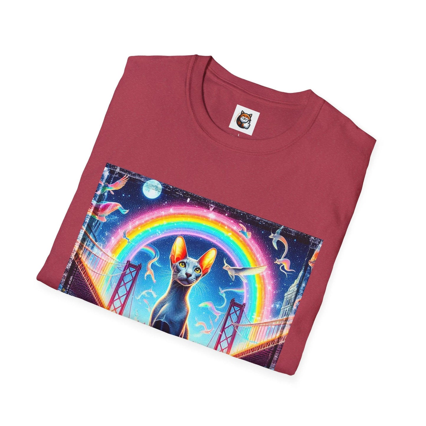 Oriental Shorthair Unisex Softstyle T Shirt Graphic Cat Tee Neon Rainbow Bridge Design