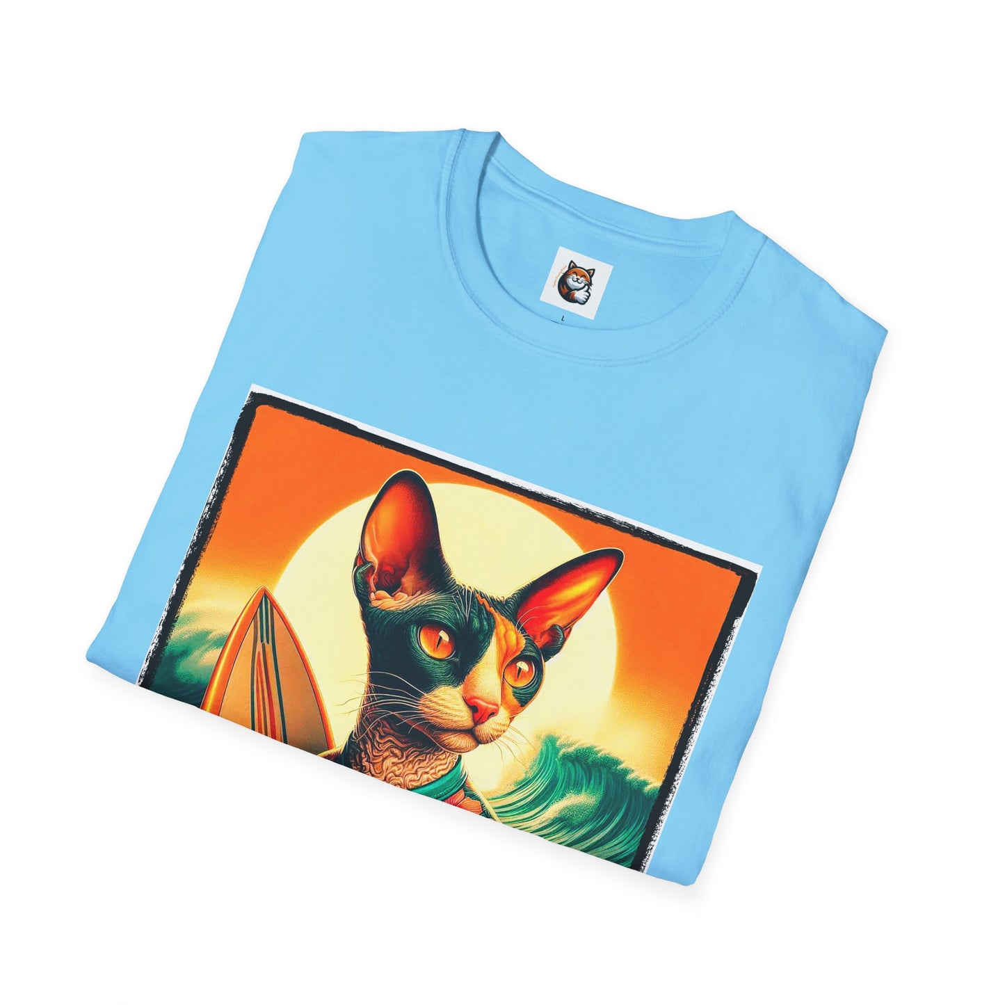 Cornish Rex Cat crashing waves T-Shirt