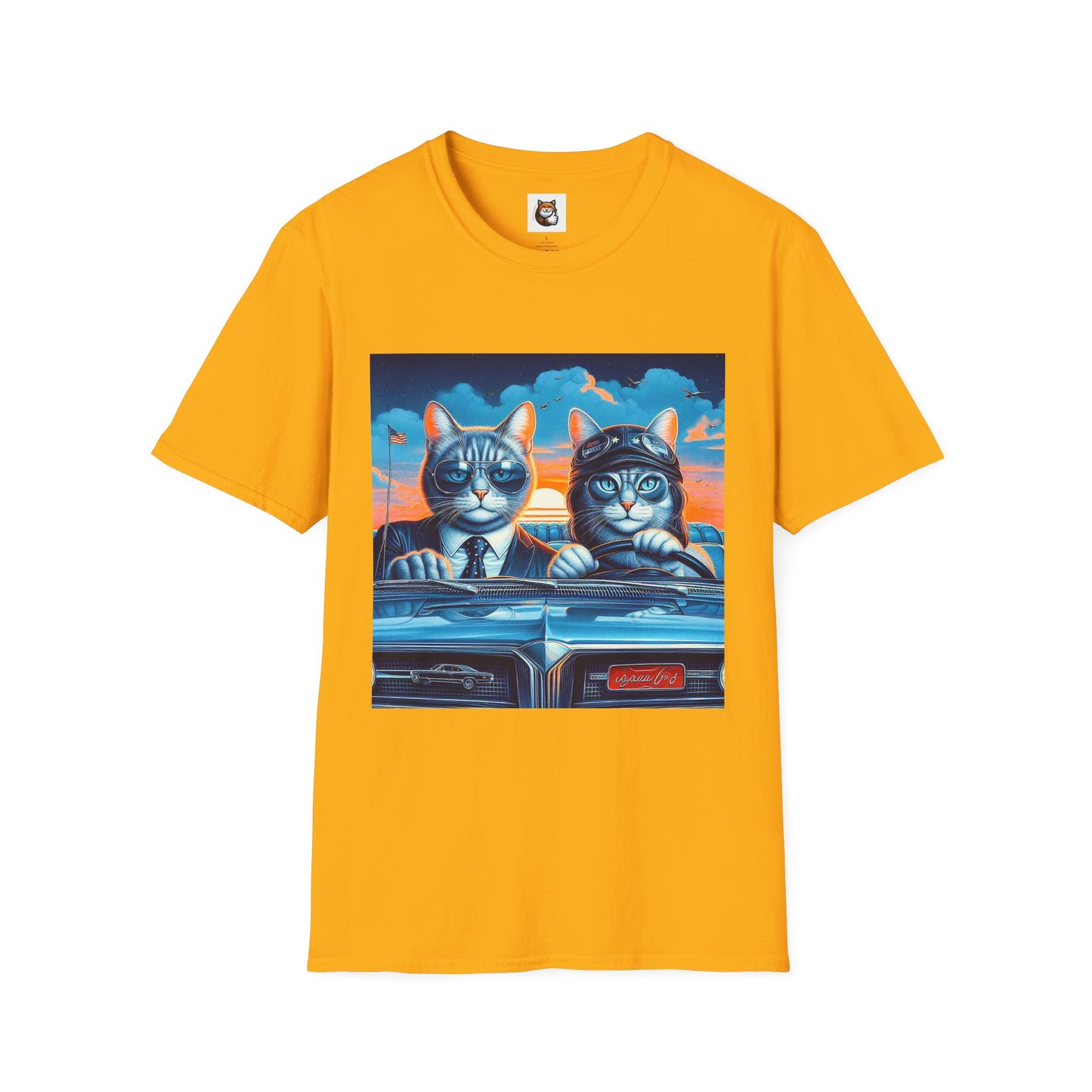 Wacky Russian Blue Cat cute couple driving T-Shirt