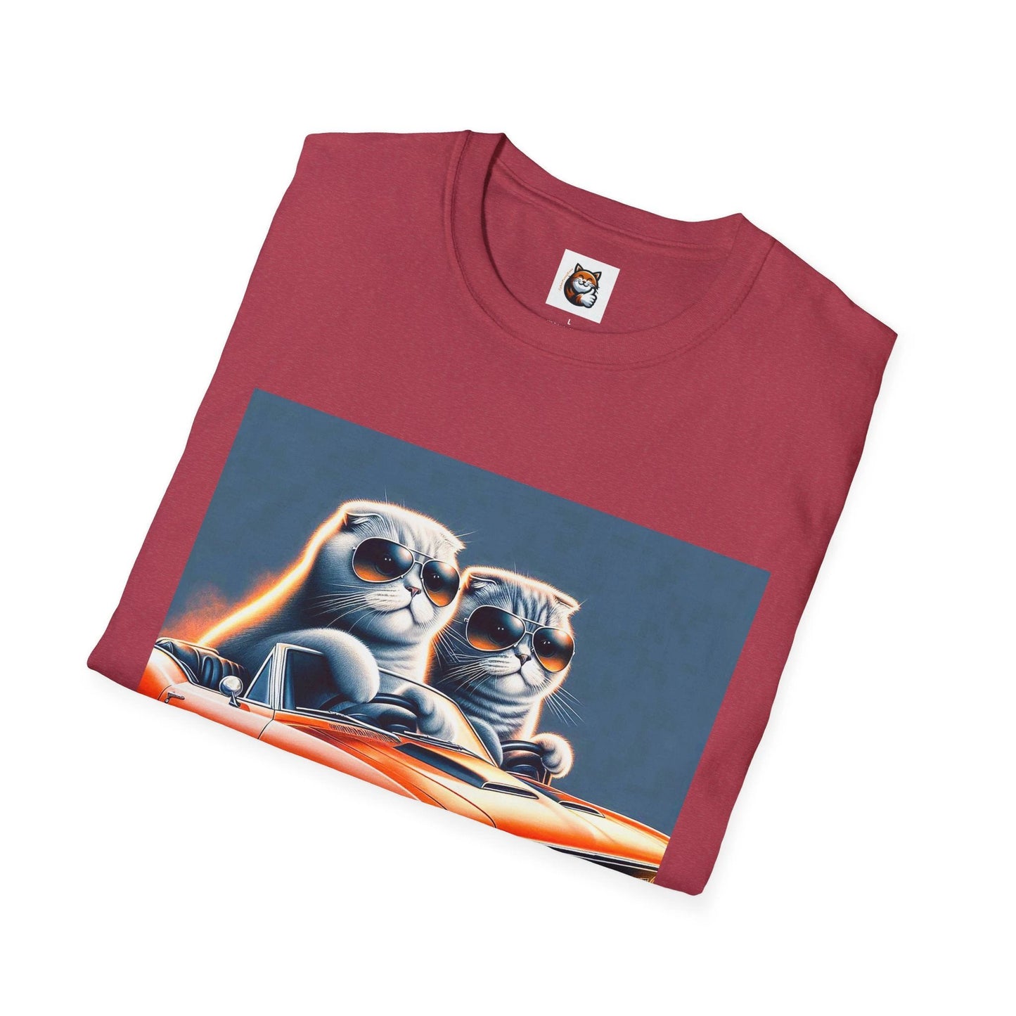 Scottish Fold Cat friends driving T-Shirt by Printify