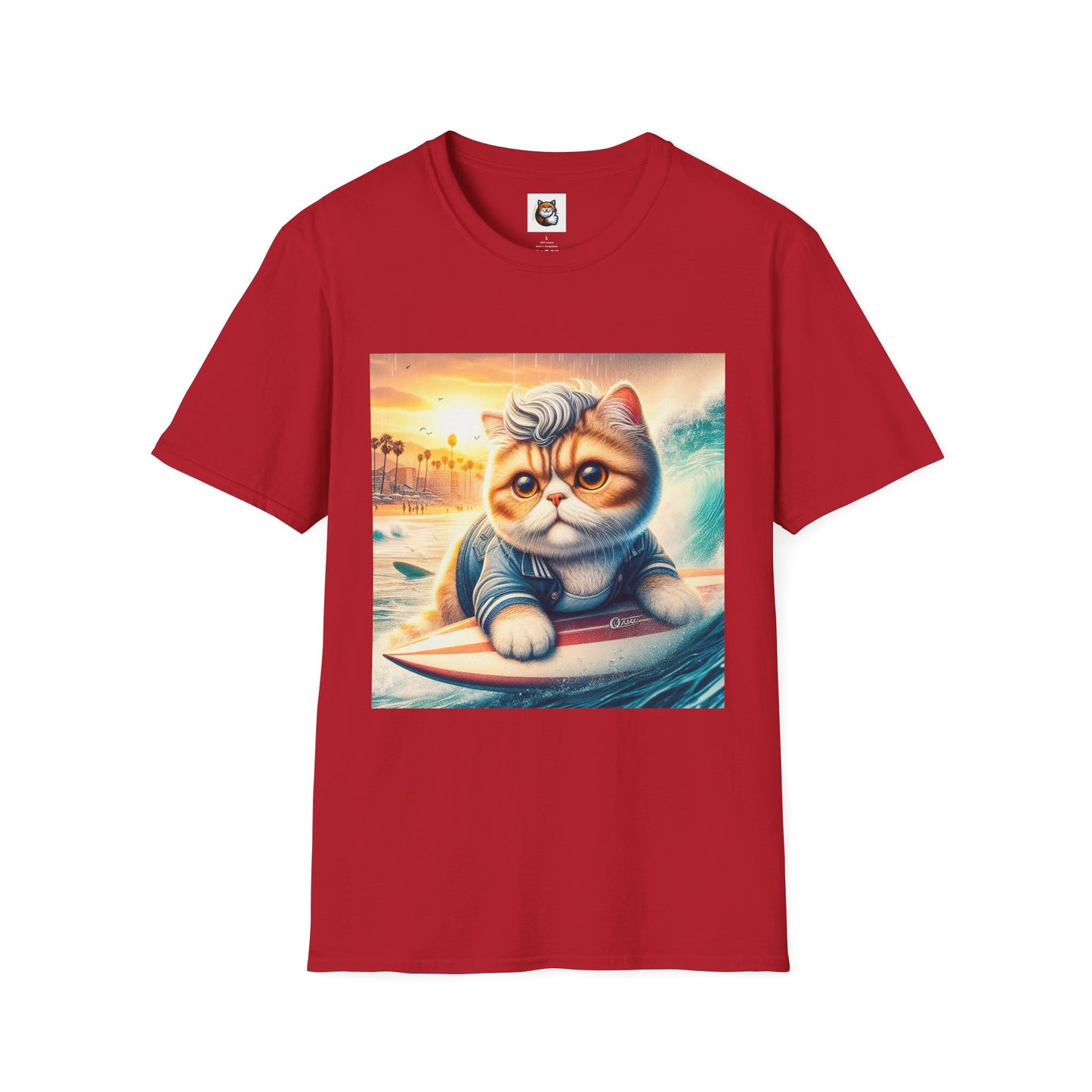Selkirk Rex Cat T-Shirt -handsome surfer