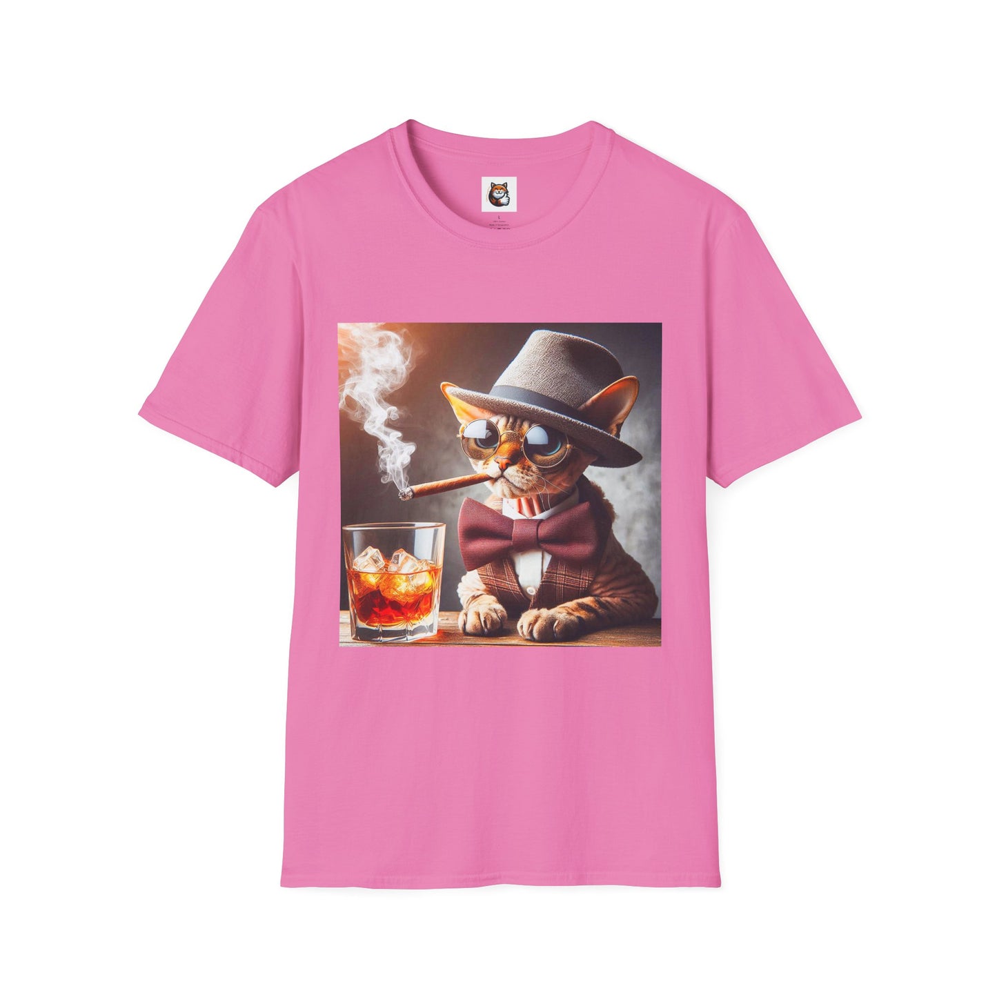 Devon Rex Cat whiskey drinker Softstyle T-Shirt