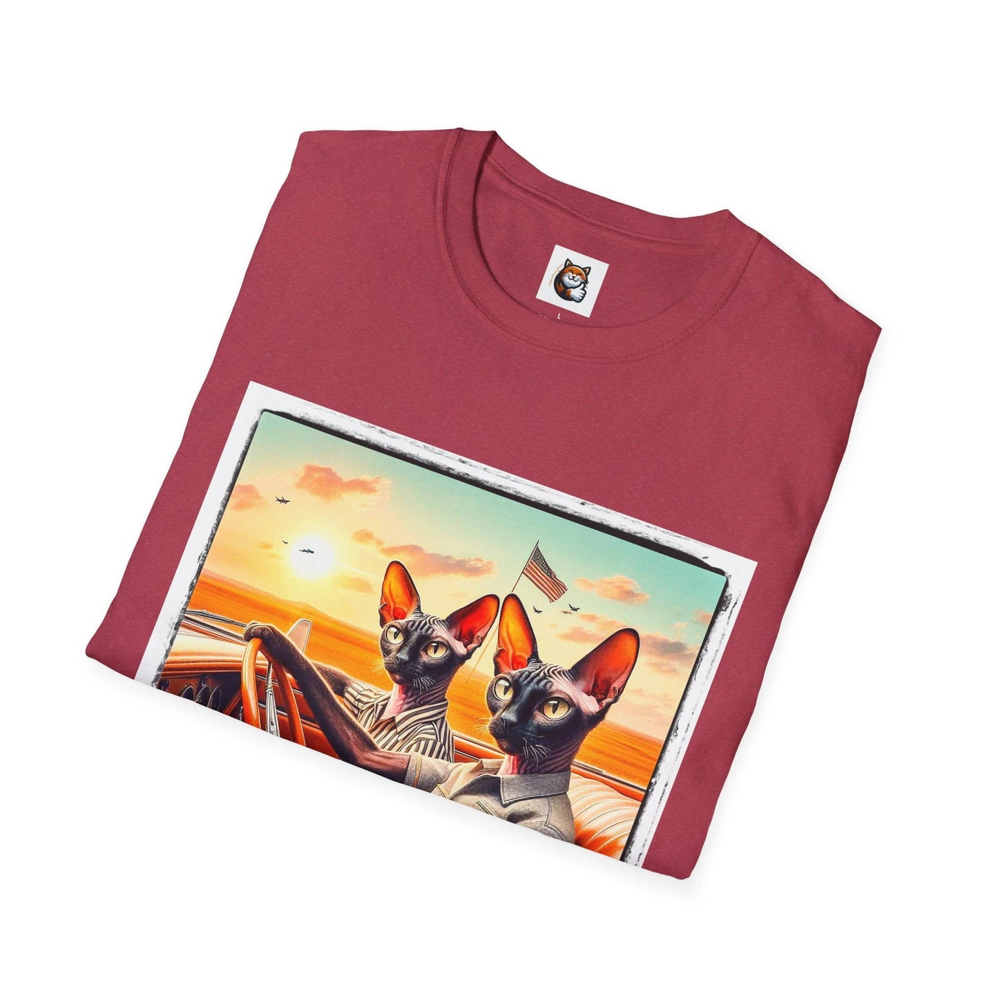 Wacky Cornish Rex Cat couple driving T-Shirt by Printify