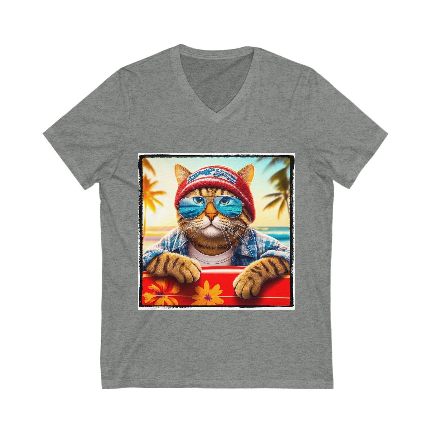 Domestic Cat Unisex Jersey Short Sleeve V-Neck Tee