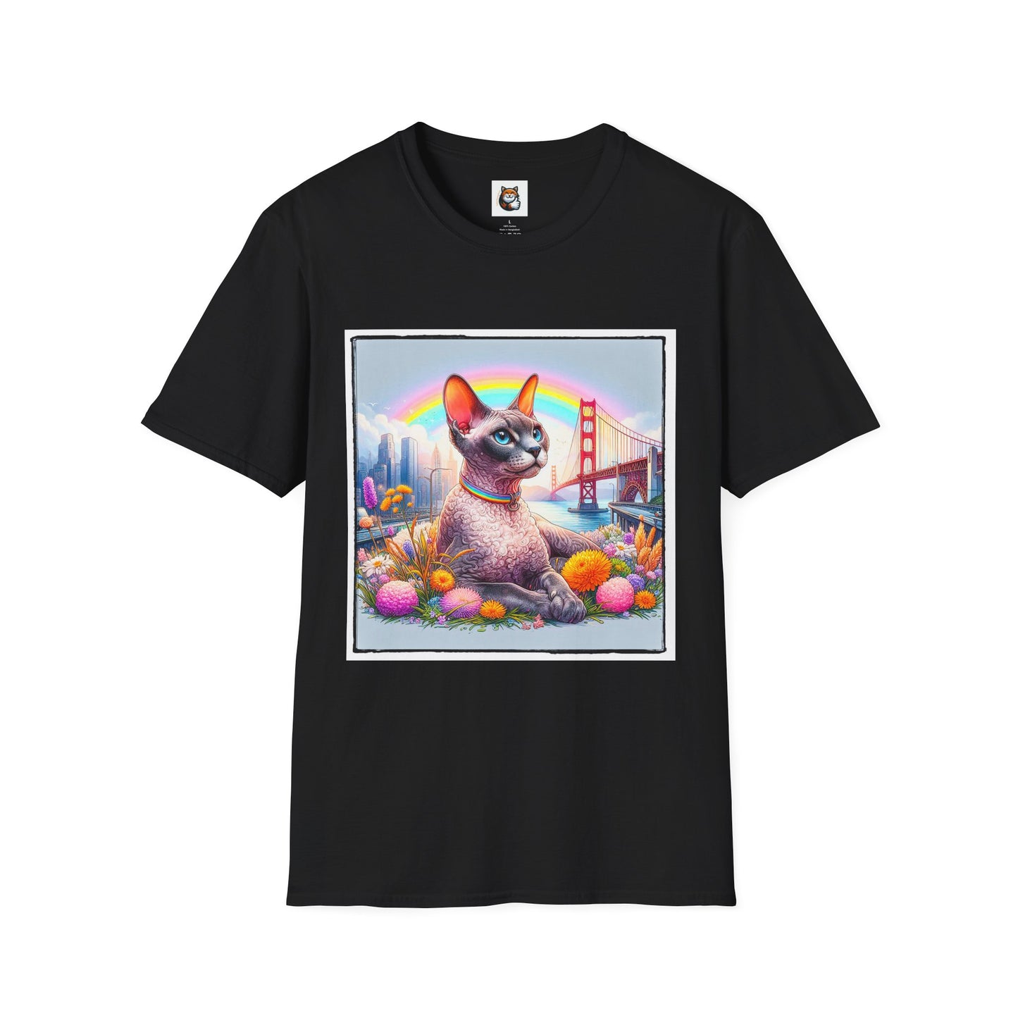 Devon Rex Cat rainbow Softstyle T-Shirt
