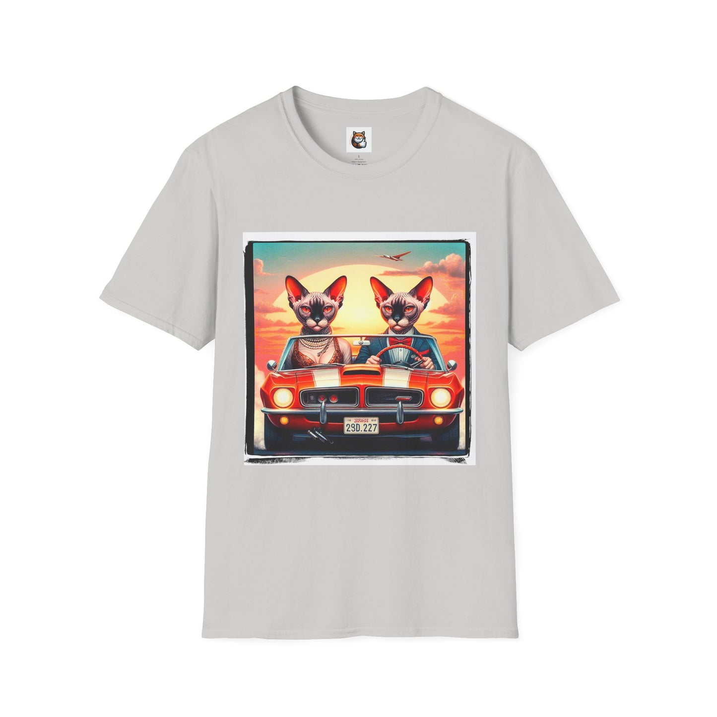 Wacky Devon Rex vintage car Unisex Softstyle T-Shirt
