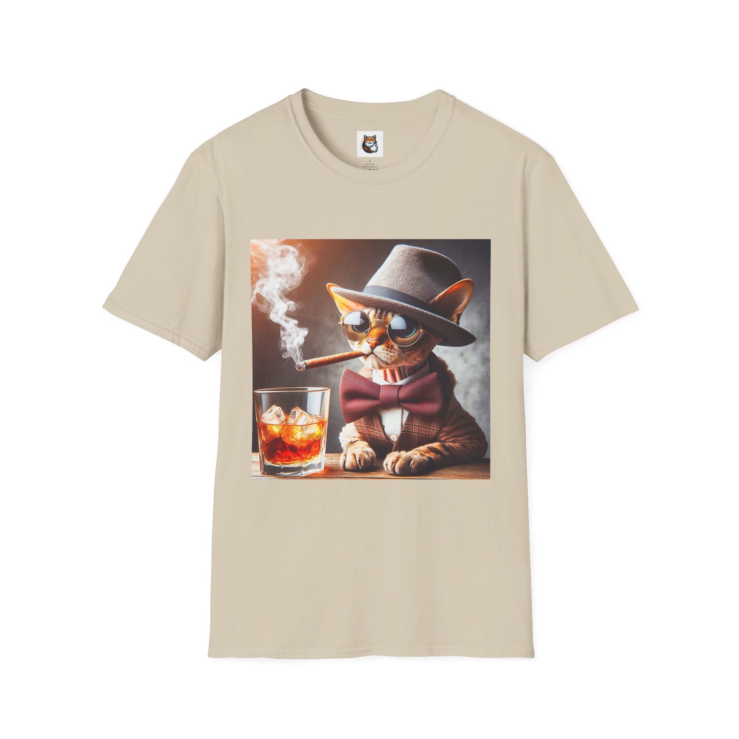 Devon Rex Cat whiskey drinker Softstyle T-Shirt