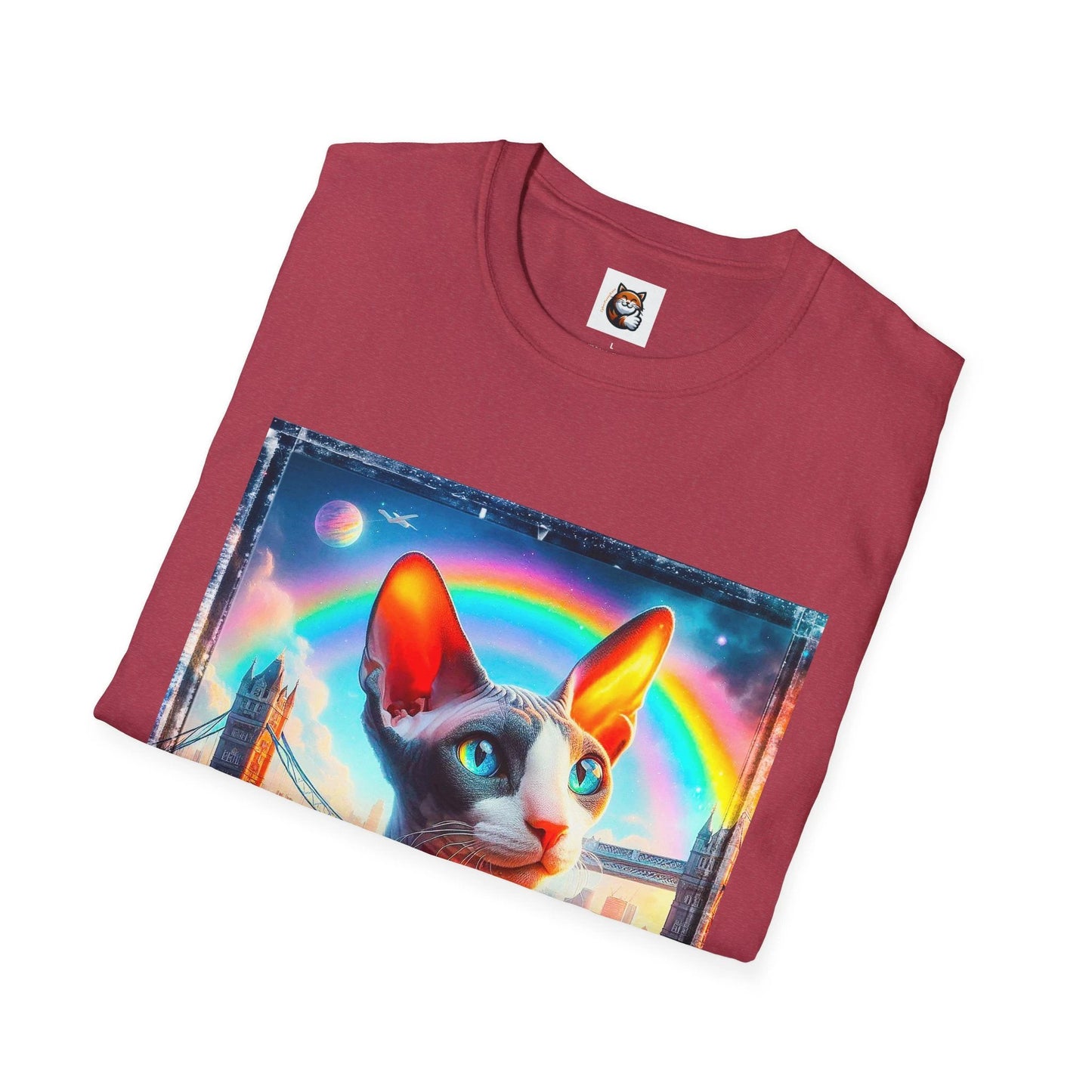 Cornish Rex Cat rainbow bridge T-Shirt by Printify