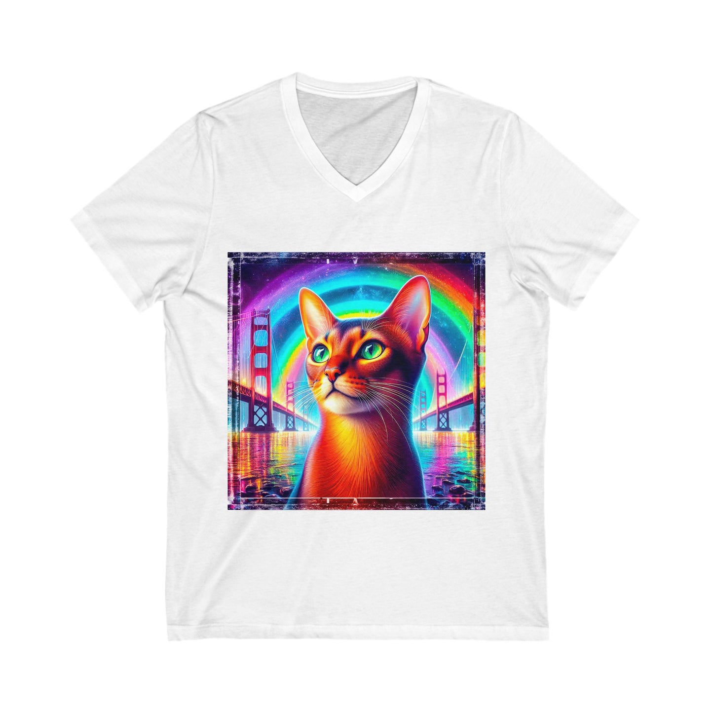 Abyssinian rainbow Jersey Short Sleeve V-Neck Tee
