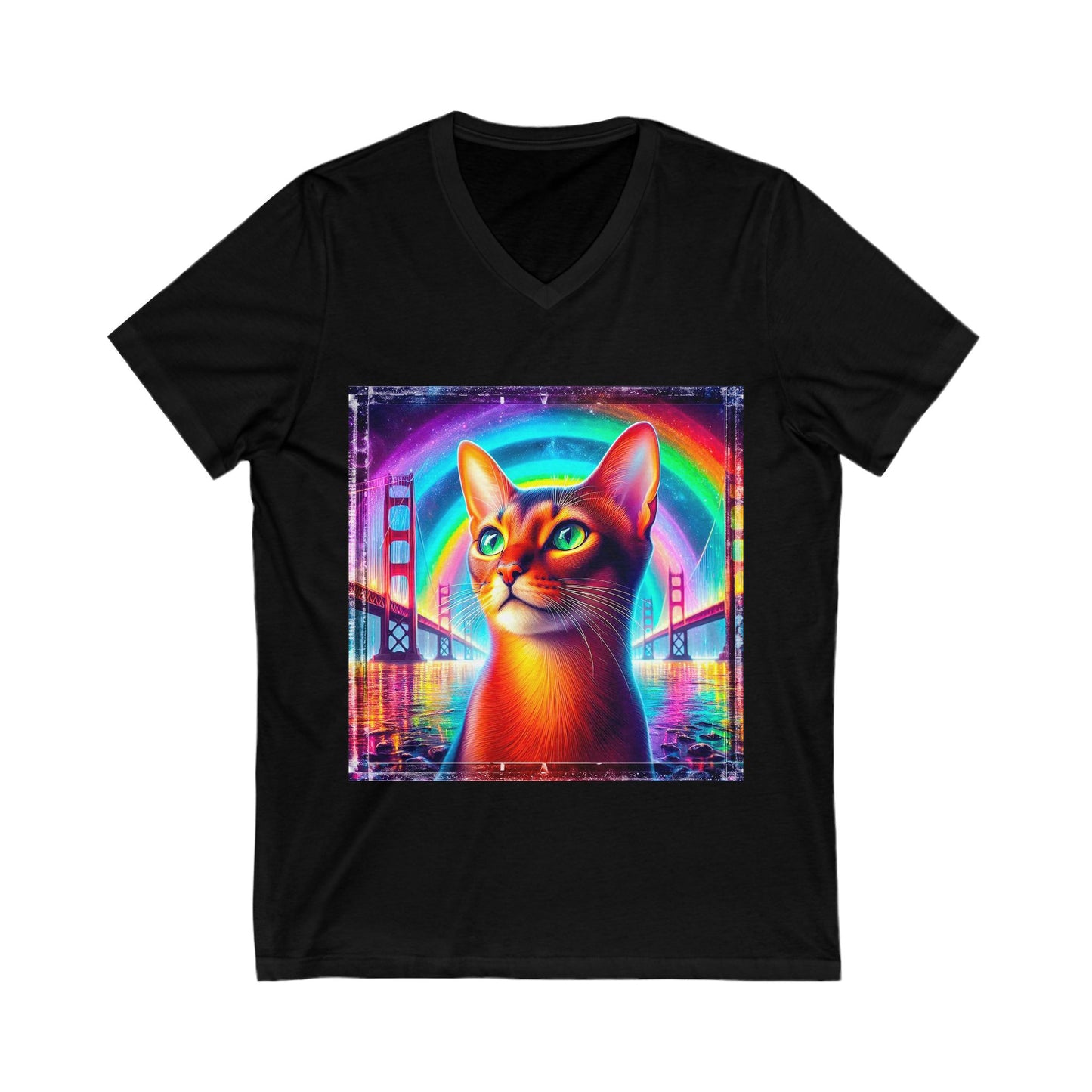 Abyssinian rainbow Jersey Short Sleeve V-Neck Tee