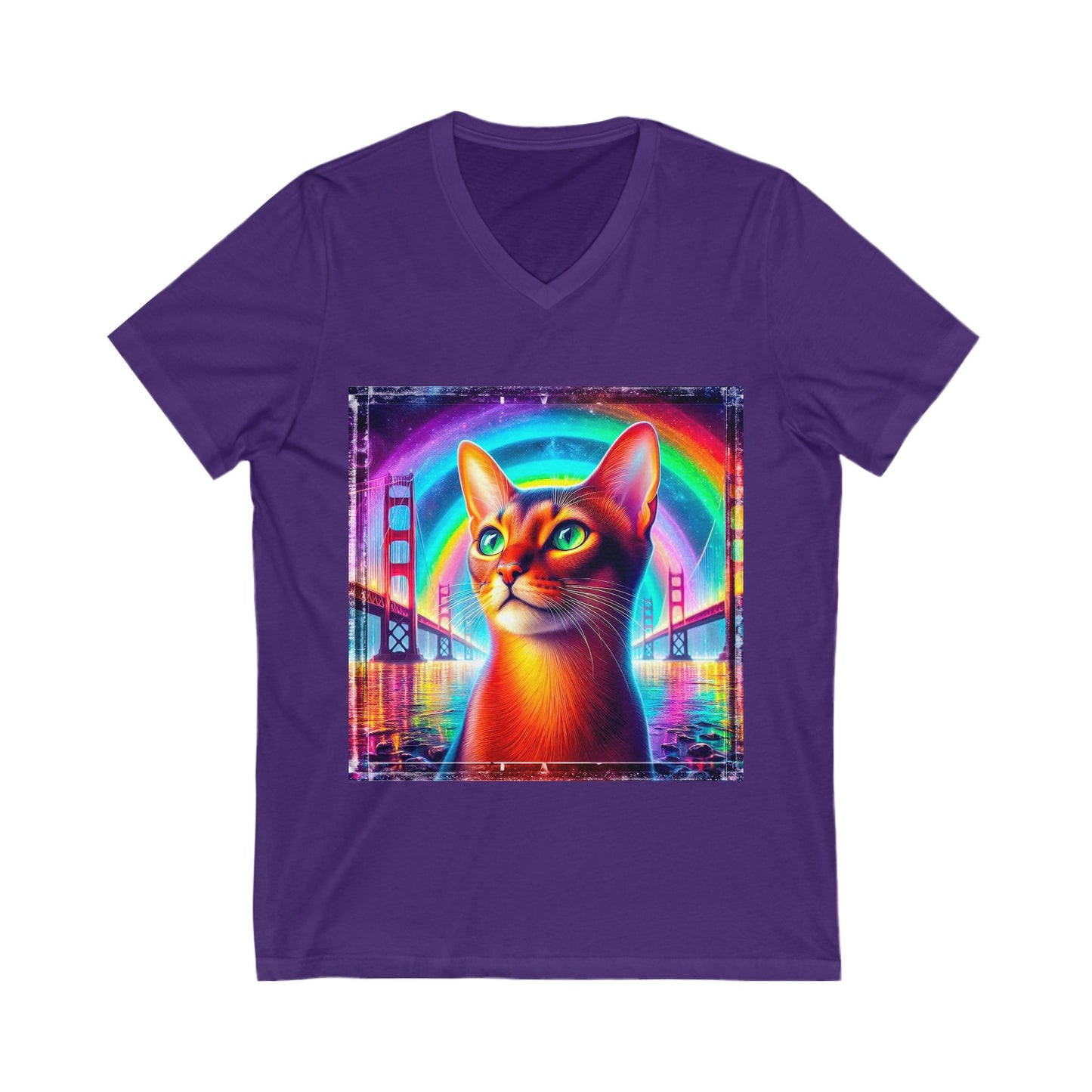 Abyssinian rainbow Jersey Short Sleeve V-Neck Tee