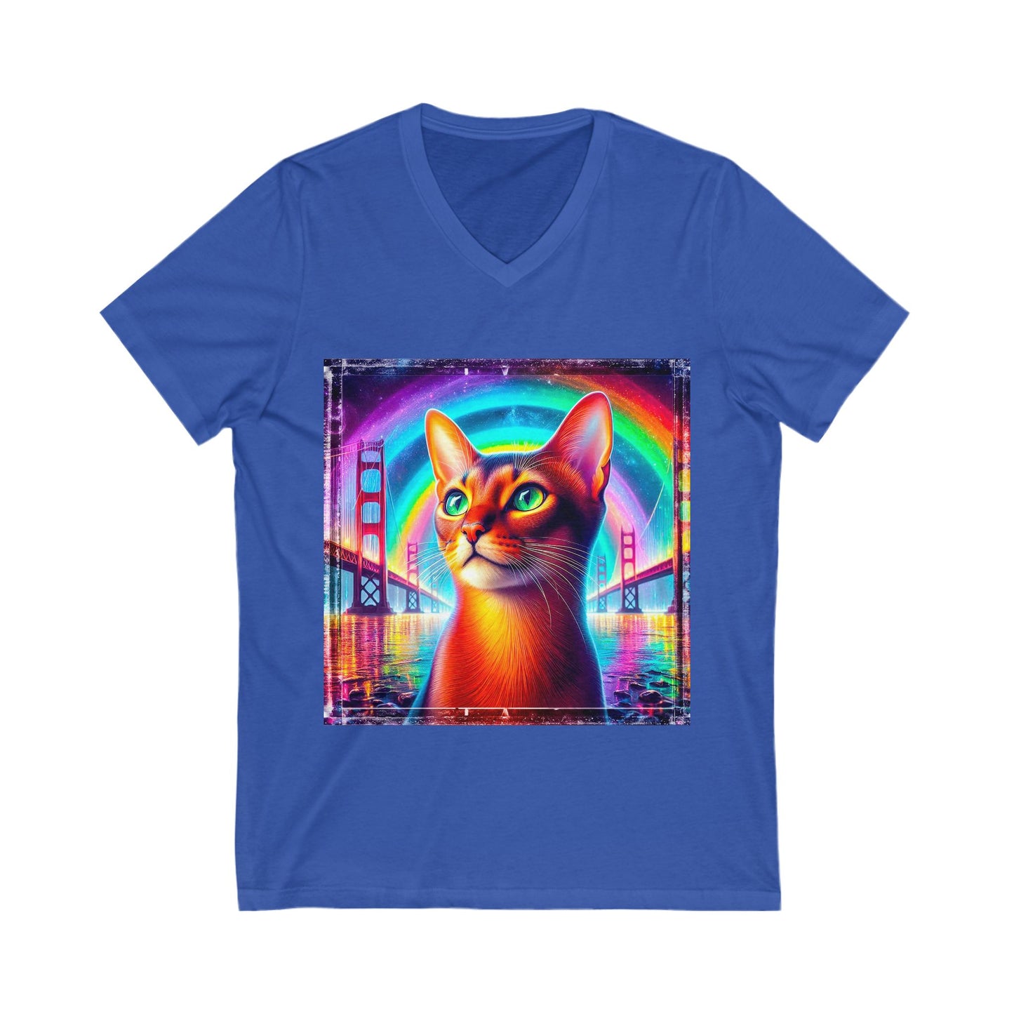 Abyssinian rainbow Jersey Short Sleeve V-Neck Tee