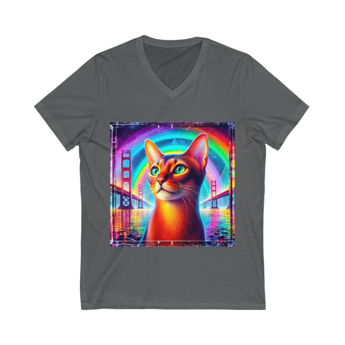Abyssinian rainbow Jersey Short Sleeve V-Neck Tee