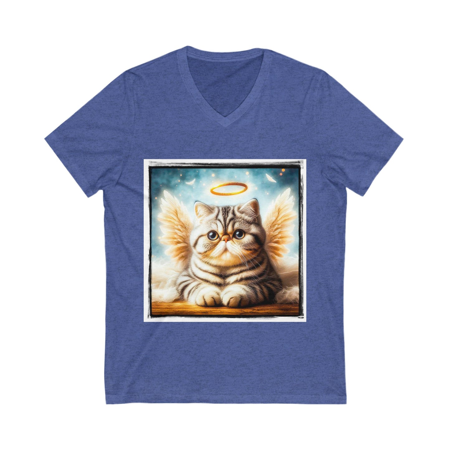 Exotic Shorthair Cat fluffy Angel Short Sleeve V-Neck Tee