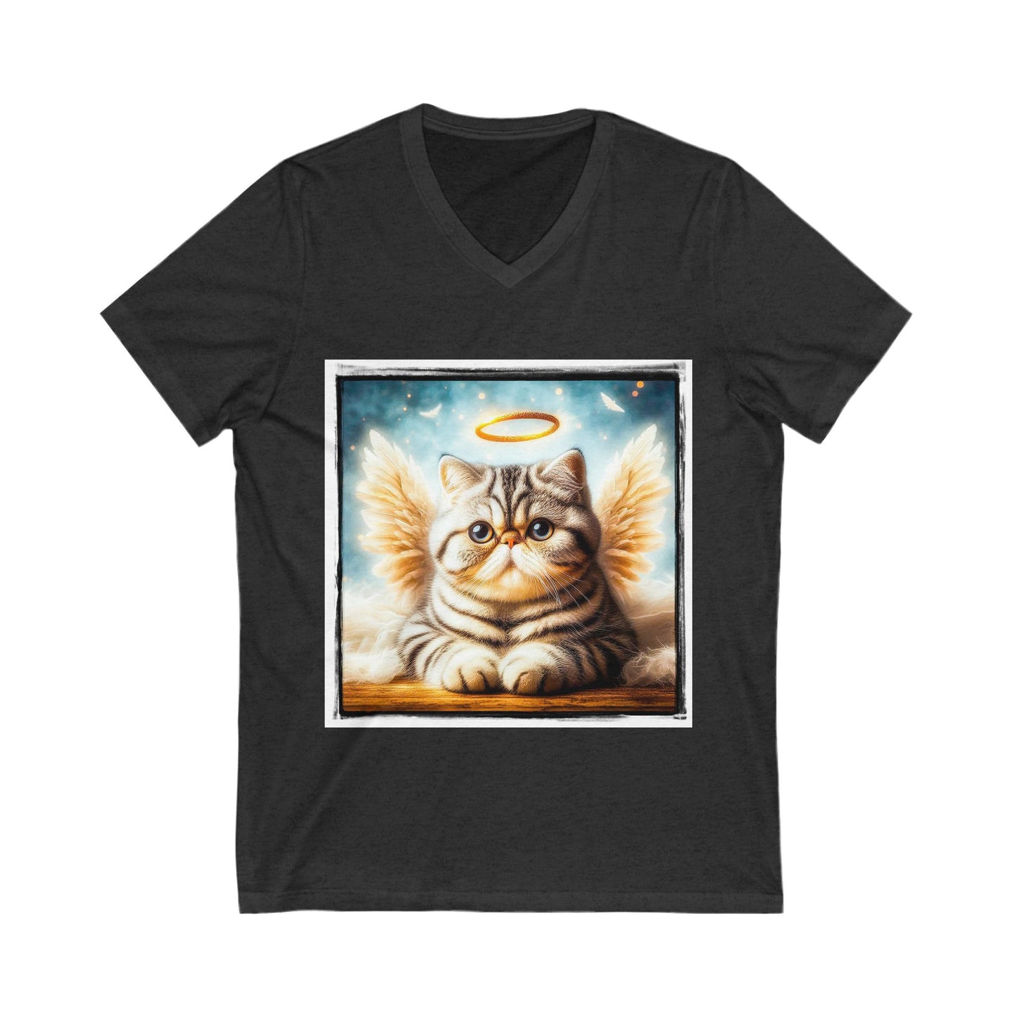 Exotic Shorthair Cat fluffy Angel Short Sleeve V-Neck Tee