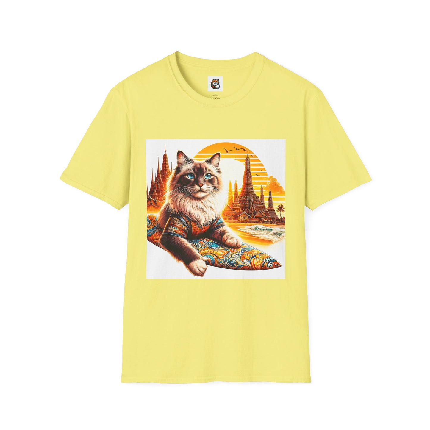 British Shorthair surfing Softstyle T-Shirt