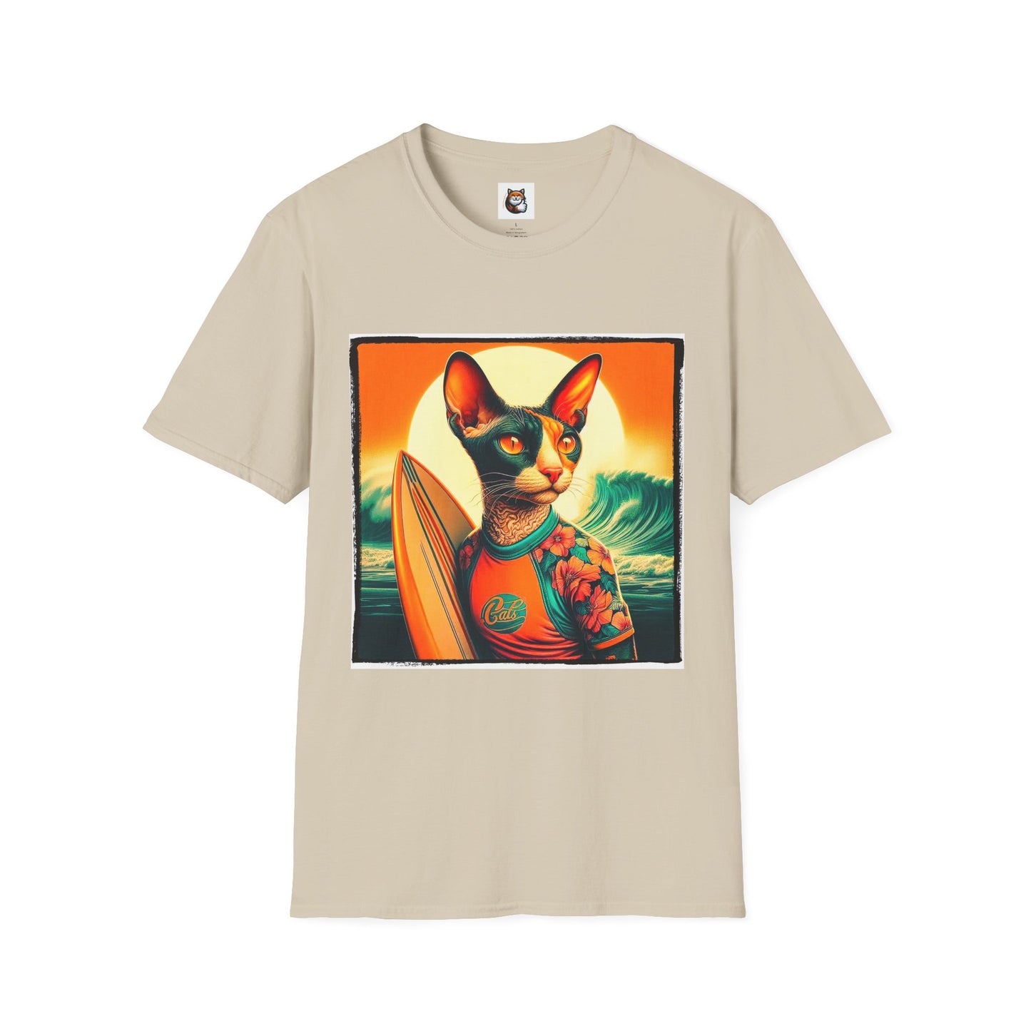 Cornish Rex Cat crashing waves T-Shirt
