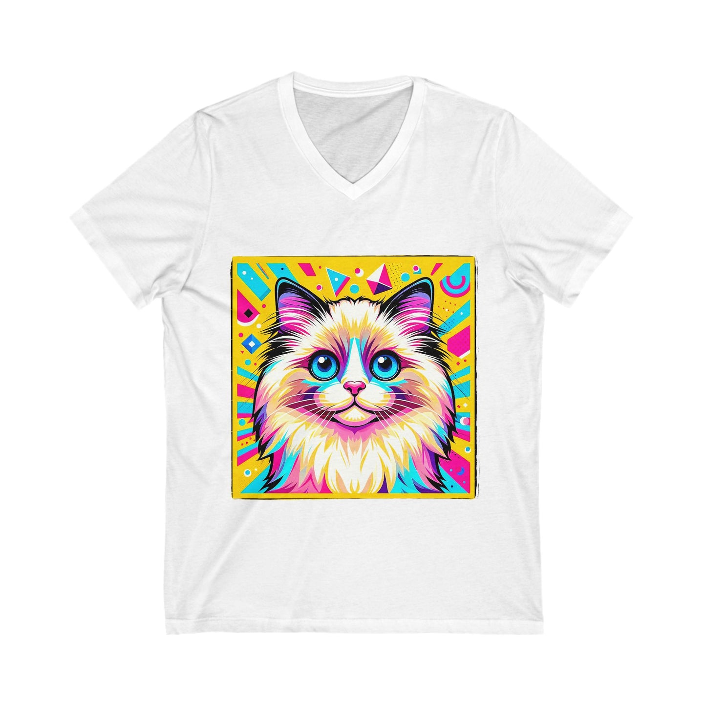 Ragdoll Cat Unisex Jersey Short Sleeve V-Neck Tee