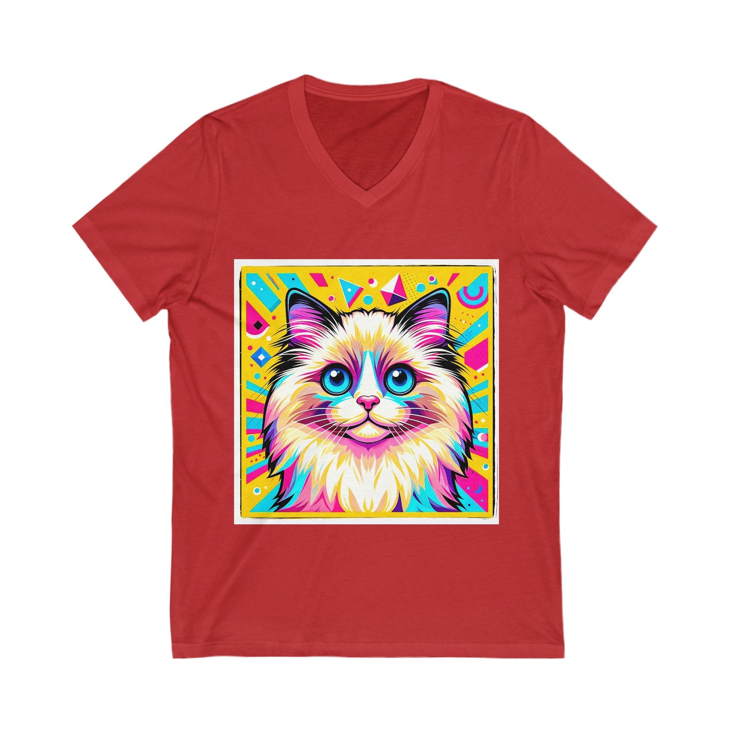 Ragdoll Cat Unisex Jersey Short Sleeve V-Neck Tee