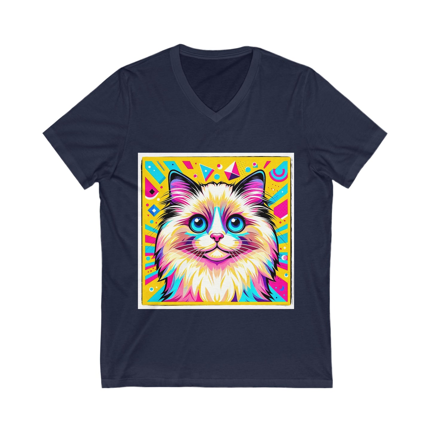 Ragdoll Cat Unisex Jersey Short Sleeve V-Neck Tee