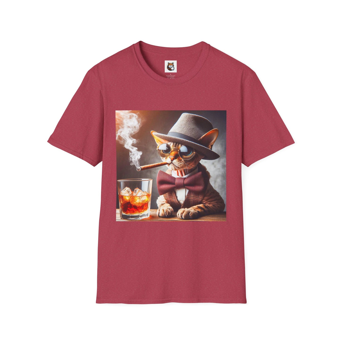 Devon Rex Cat whiskey drinker Softstyle T-Shirt
