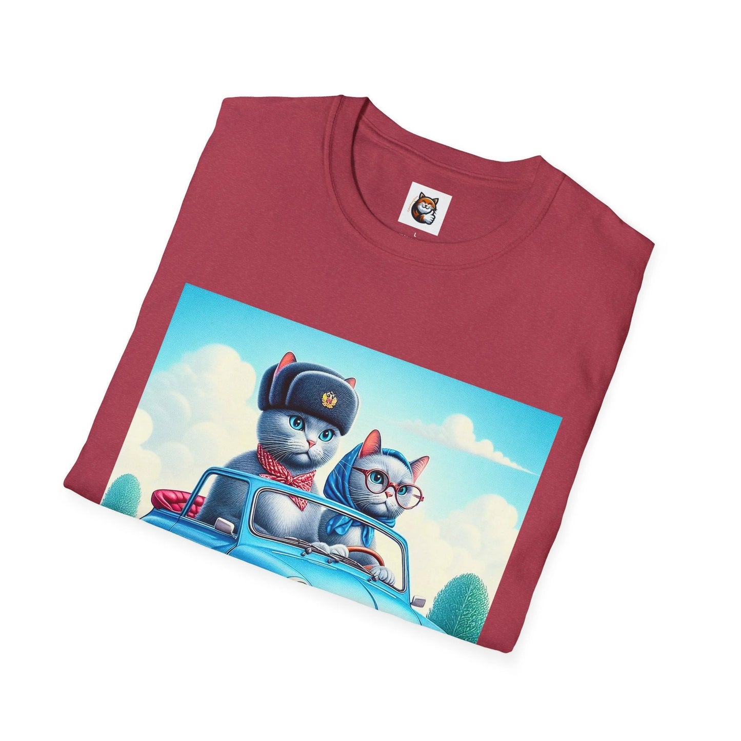 Russian Blue Cat coupke deiving T-Shirt by Printify