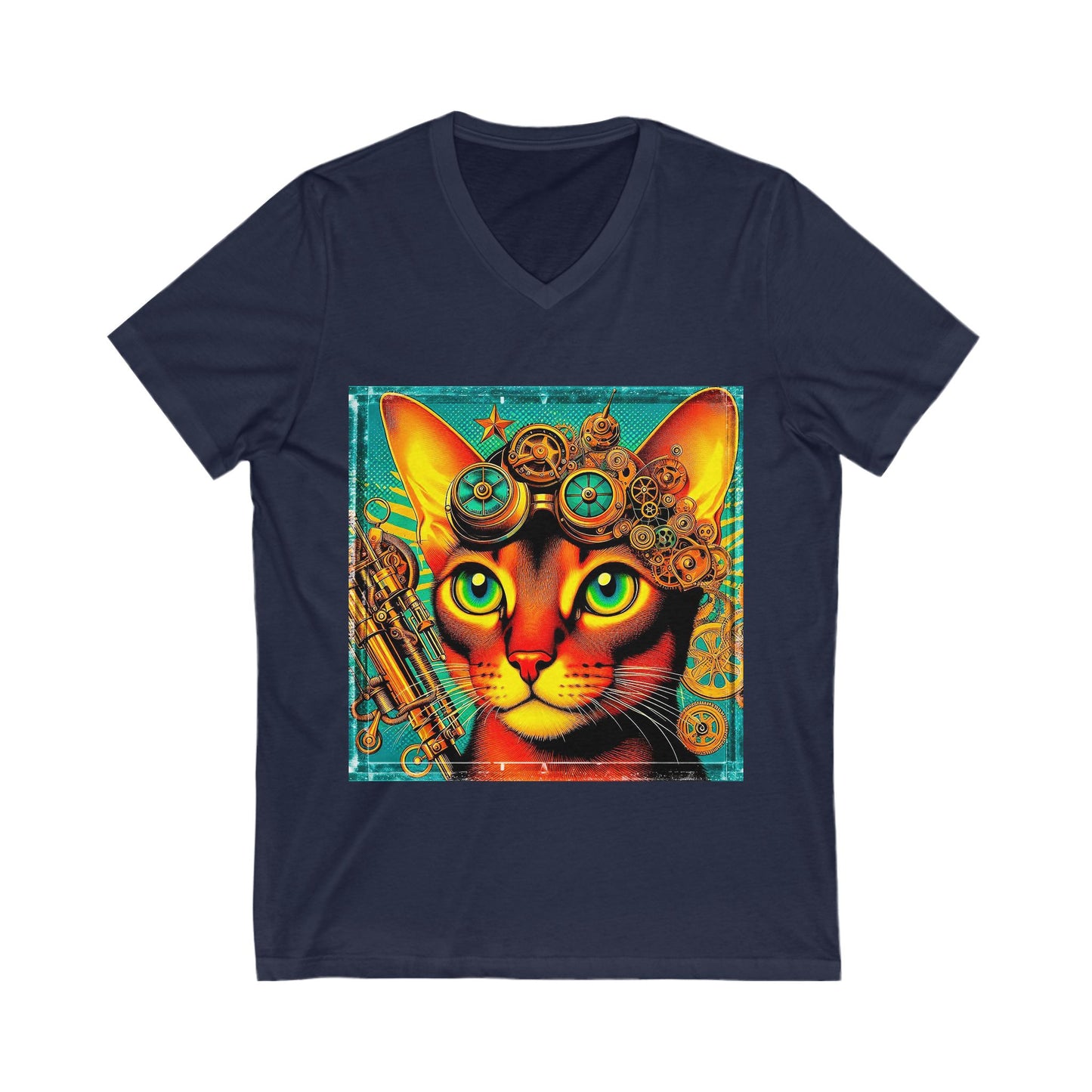 Abyssinian steam punk Jersey Short Sleeve V-Neck Tee