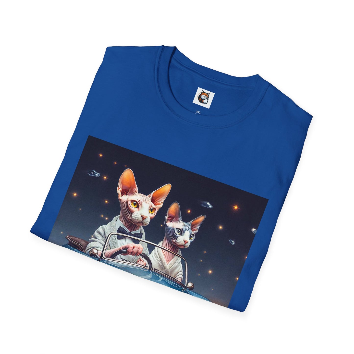 Wacky Sphynx Cat blue car