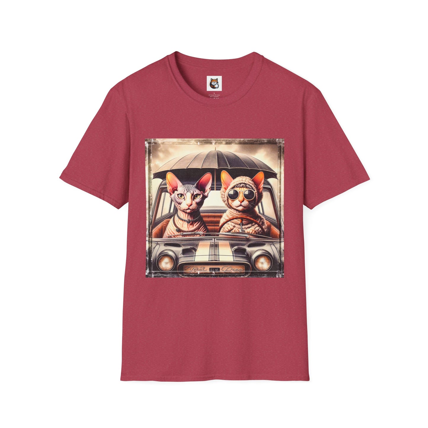 Wacky Cornish Rex Cat couple driving T-Shirt