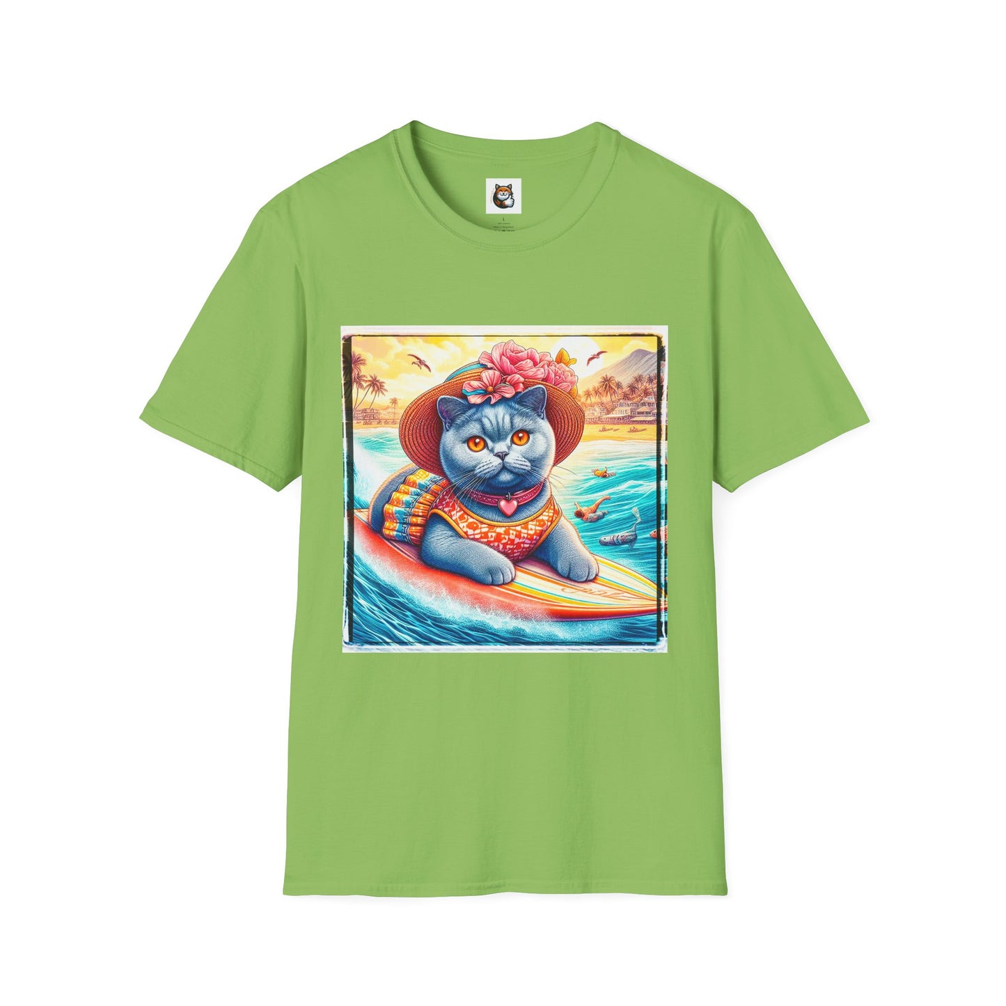 British Shorthair pretty surfer girl Softstyle T-Shirt