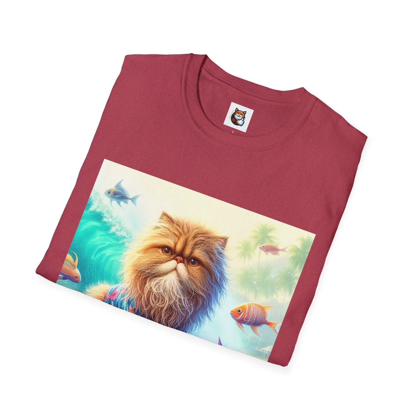 Selkirk Rex Cat T-Shirt angry surfer by Printify