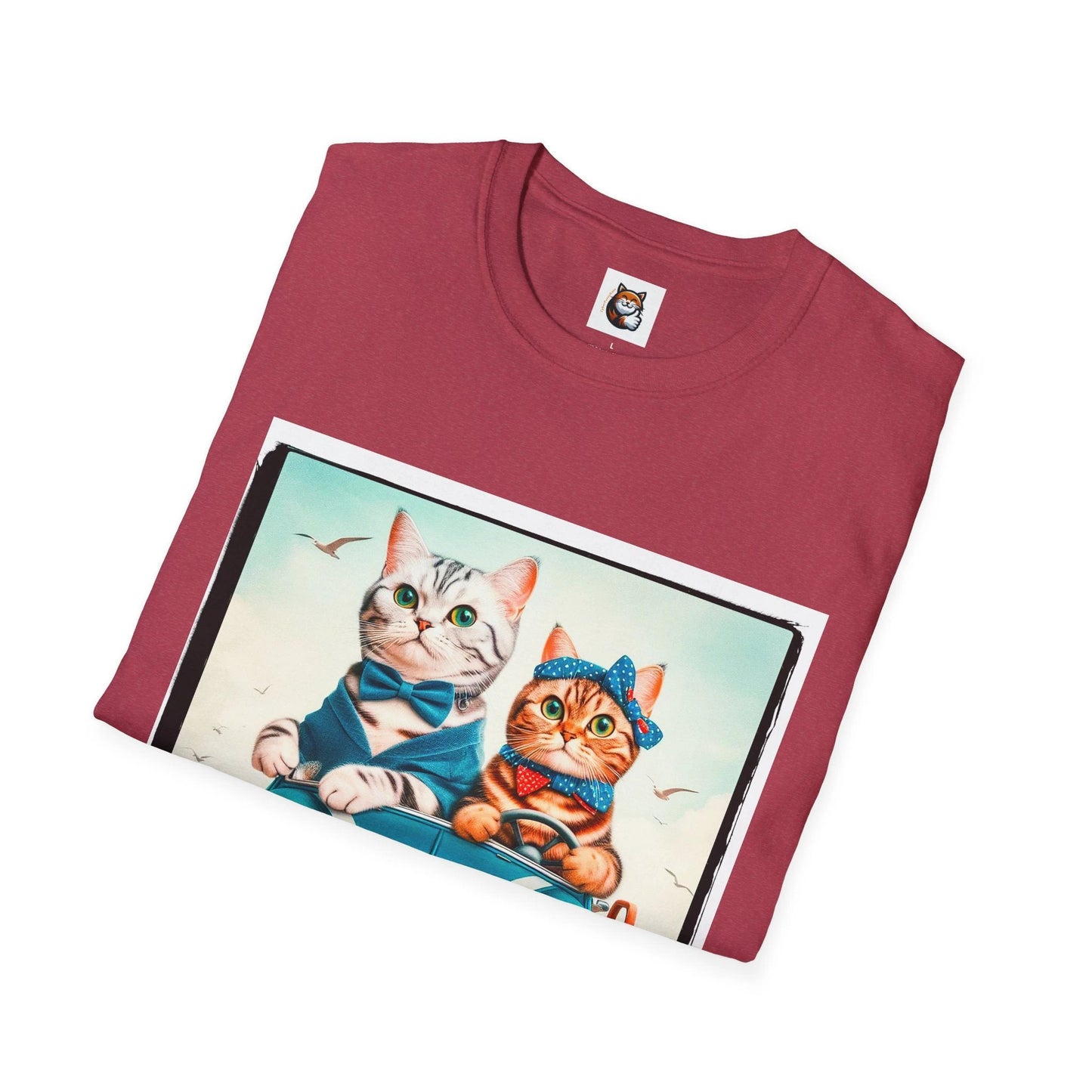 American Shorthair couple driving Softstyle T-Shirt by Printify