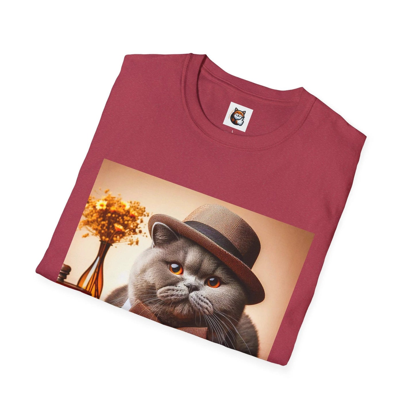 British Shorthair hat and bow Softstyle T-Shirt by Printify
